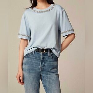 J. Crew Heavy Jersey T-shirt with Rhinestones SZ MEDIUM
